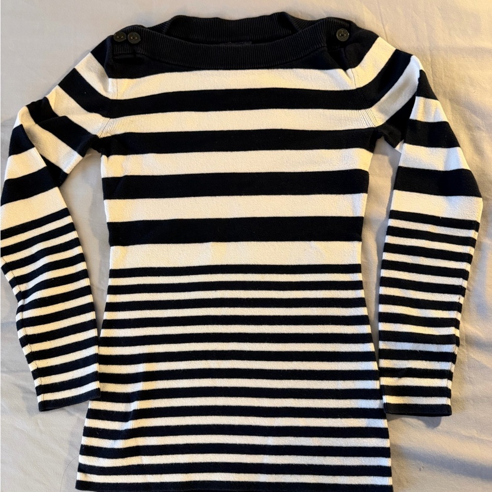 Tommy Hilfiger Navy and White Striped Sweater